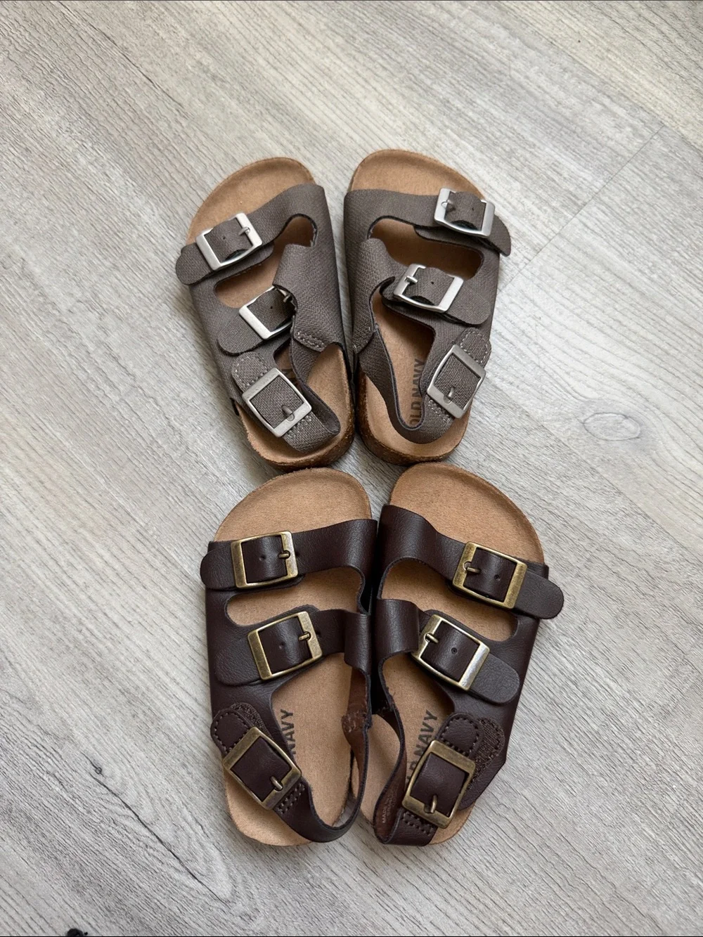 Old Navy Brown and Taupe Triple-Buckle Kids Sandals bundle